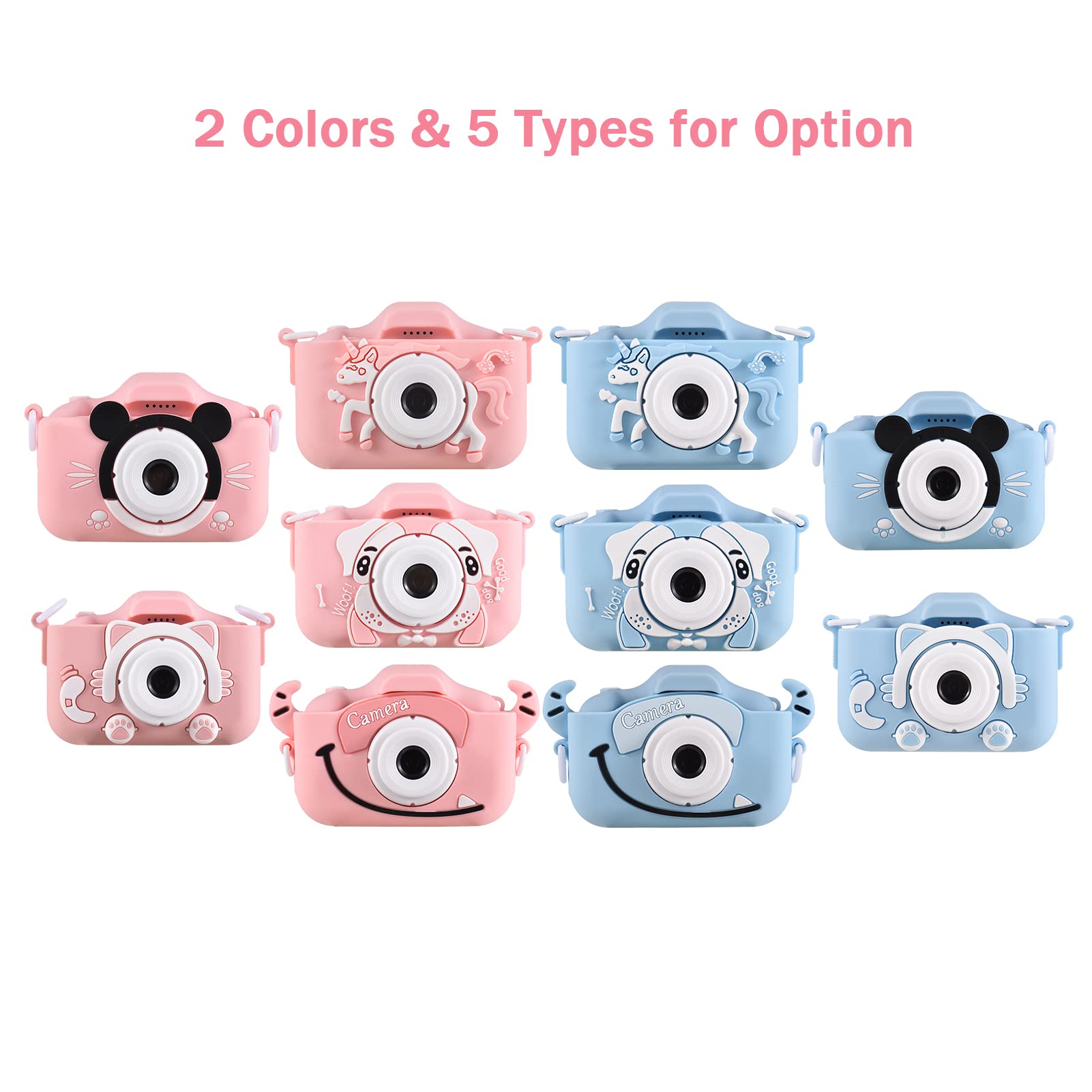 Andoer Fotocamera digitale, 1080P 2,0 pollici Fotocamera per bambini, con cinghia, regali ideali per bambini di 3-10 anni, blu mouse
