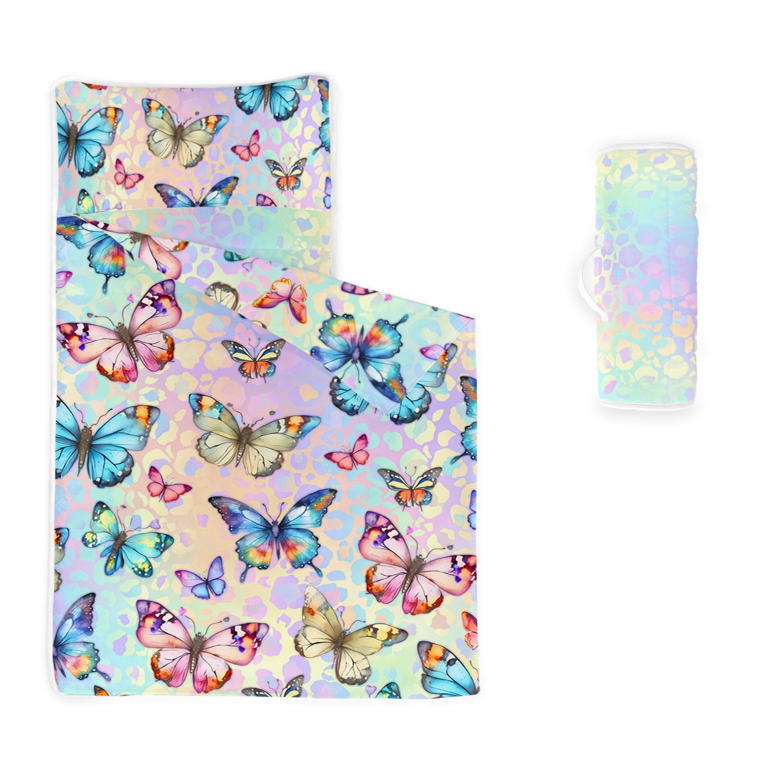 HOSIMA Nap Mat -Colorful Butterfly Sleeping Bag with Removable Pillow - Daycare and Sleepovers Preschool Kindergarten Bedding Set for Kids Toddler Boys Girls(Butterfly24 Standard) โ image 1