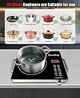 Vista 7 de Portable Infrared Burner 3500 Electri Burner with 3 Hours Timer-Electric Hot Plate Touch Control Panel Adjustable Heating Power Glass Plate Electric