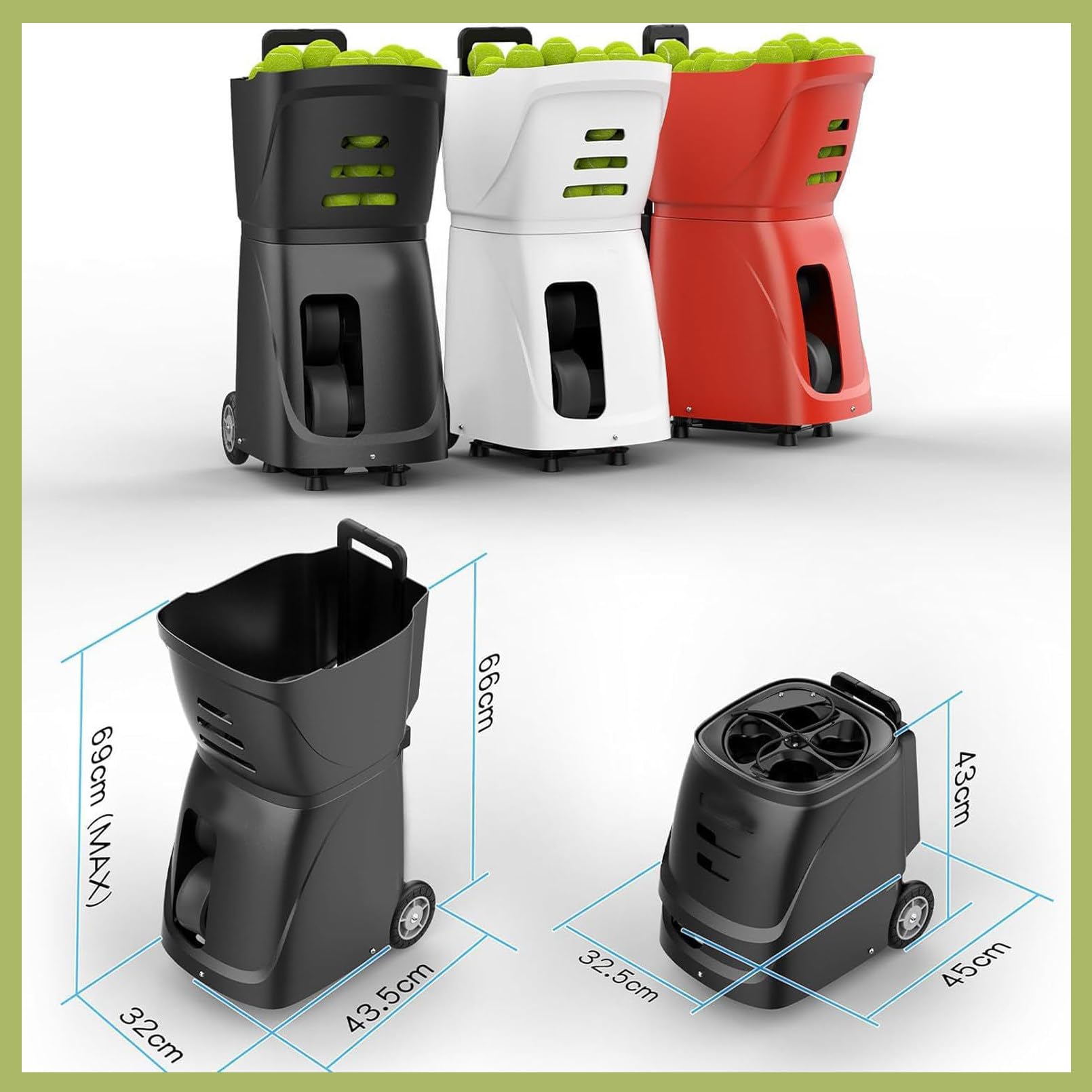 Macchina lanciapalle da Tennis, capacità di Oltre 100 Palline, Batteria da 4-6 Ore con Alimentazione Esterna, Telecomando Intelligente, Perfetta per Principianti e Giocatori intermedi,Red