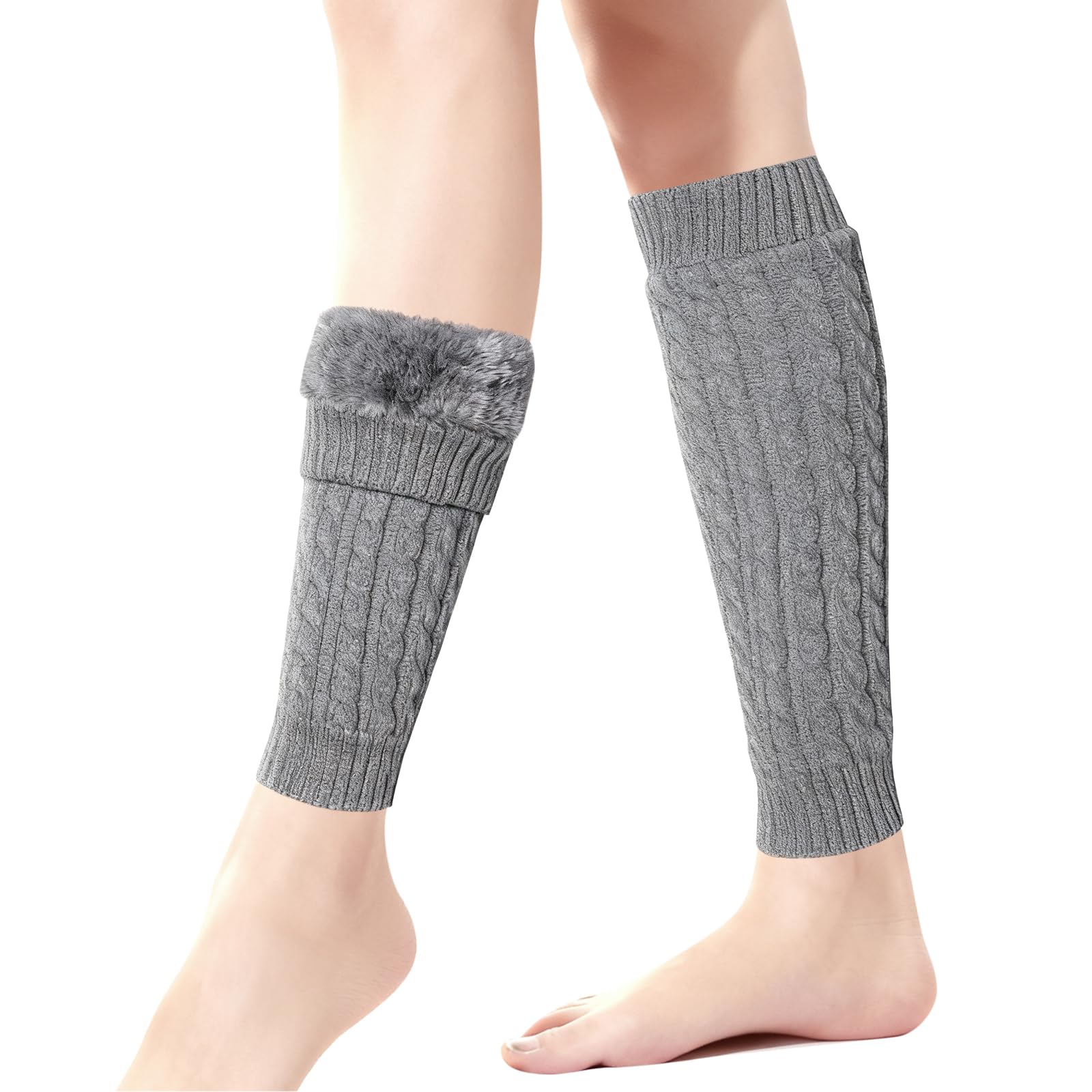 Heliltd Womens Winter Fleece Lined Leg Warmers 1 Pair Thick Knit Boot Socks for Skiing Snowboarding Outdoor Home