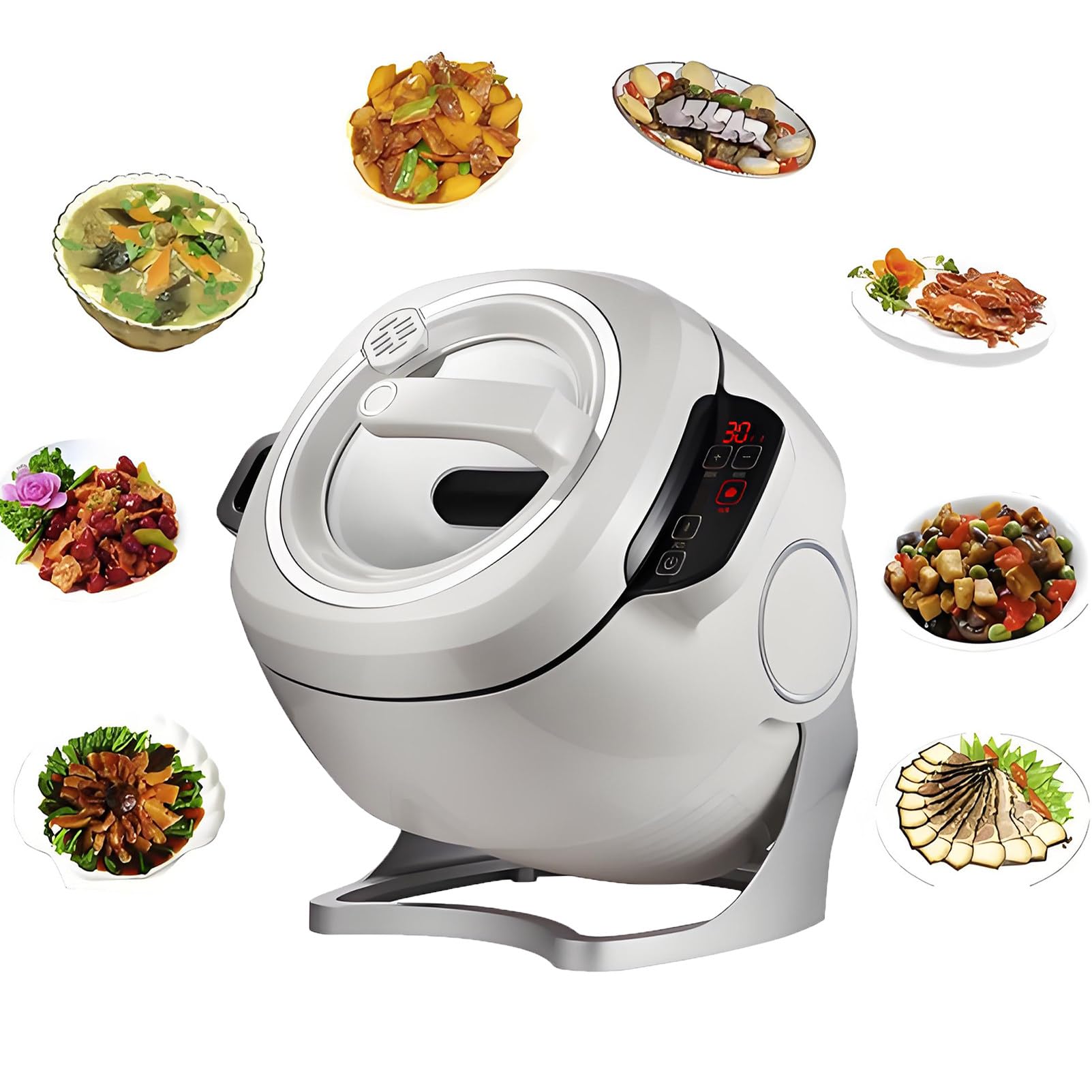 EpyGnom Auto Cooking Wok Fried Rice Machine, 6L Electric Self Stirring Pot Cooking Machine with 360° Rotating and 3D All-round Heating, Food Processor for Stir Frying, Stewing, Cooking 220V/2000W