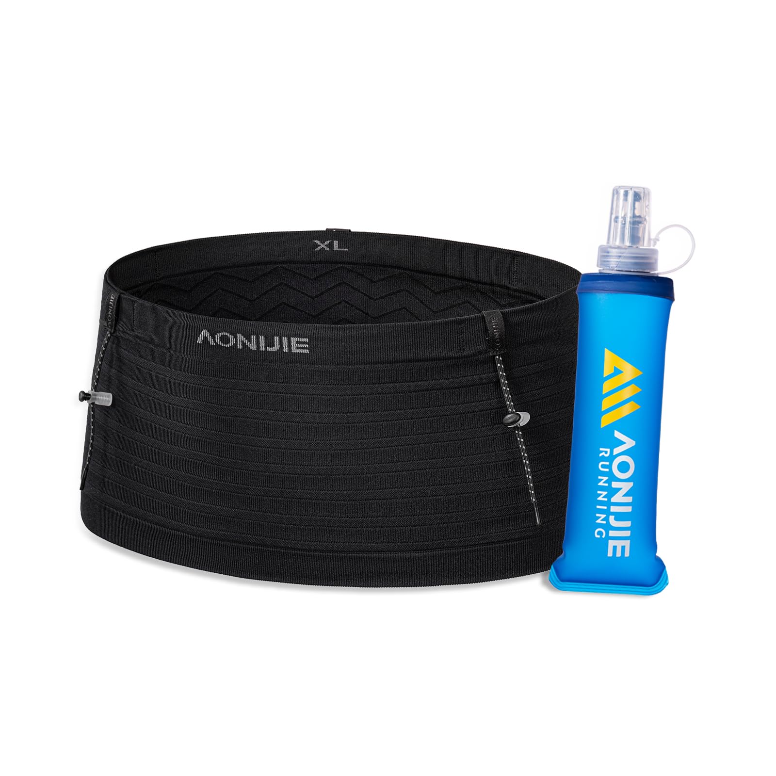 Running Belt for Men Women with 250ml Collapsible Water Bottle | Lightweight Waist Pack for Running, Hiking, Training - XL