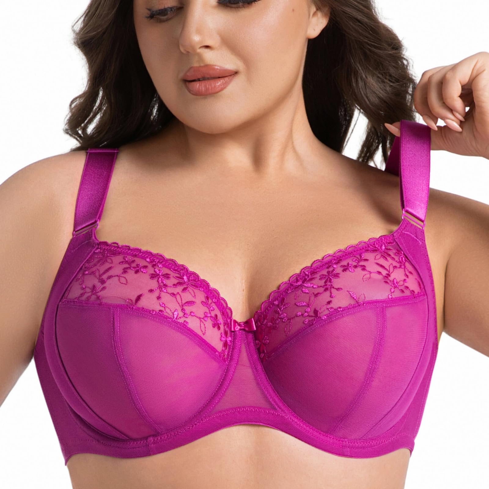 Gorge minimiseurs pour Femmes Grandes Tailles Broderie Push-up Armatures