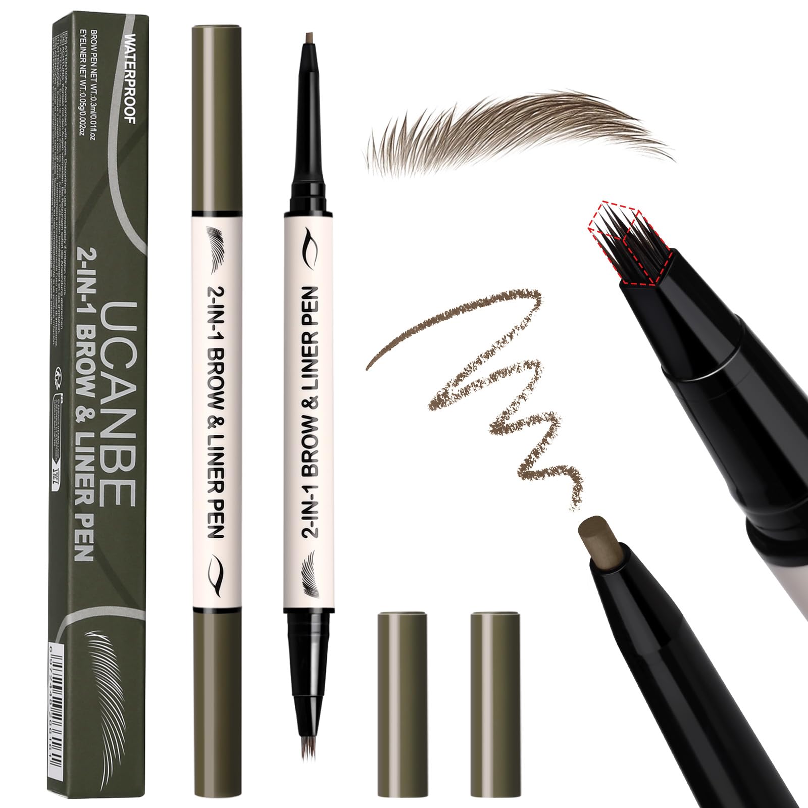 UCANBE 2-in-1 Eyebrow Pen & Gel Eyeliner Pencil