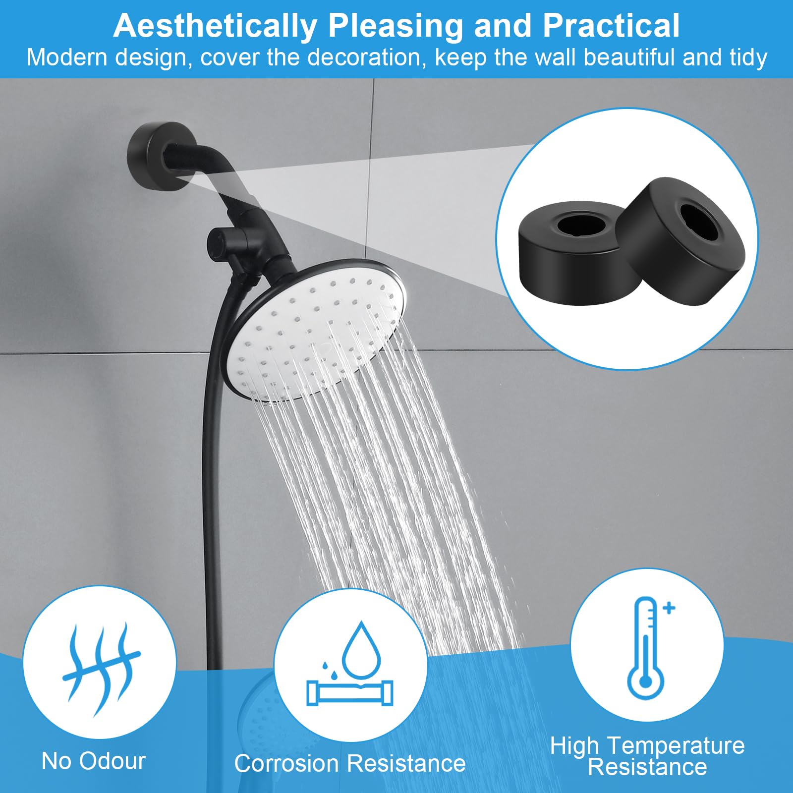 prota Embellecedor Grifo Ducha 8 Piezas Roseta para Grifo, Embellecedor Radiador Rosetas para Grifería de Ducha, Cubierta de Tubo para Grifo Ducha para Duchas Tuberías Grifos y Radiadores