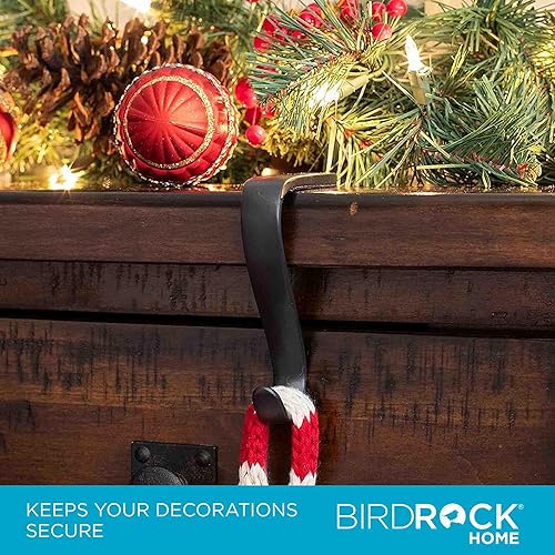 Miniatura 4 de BIRDROCK HOME Paquete de 4 ganchos de Navidad para mantel de Navidad, soporte para chimenea, colgador de metal para calcetines, soporte de