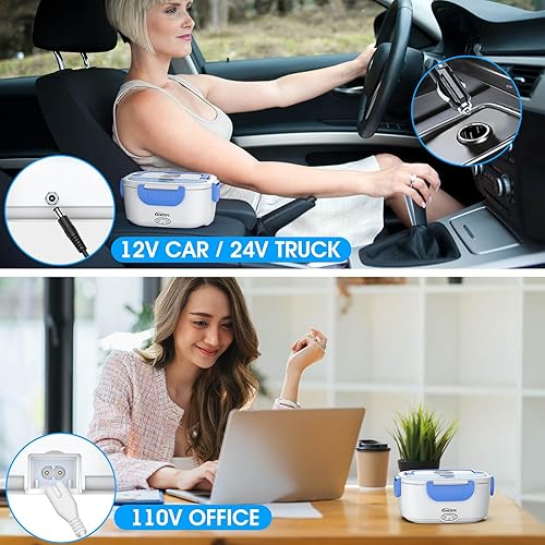 Miniatura 8 de COROTC Fiambrera eléctrica, calentador de alimentos, microondas portátil de 95 W, 3 en 1, 12 V24 V110 V, calentador de alimentos para el trabajo,