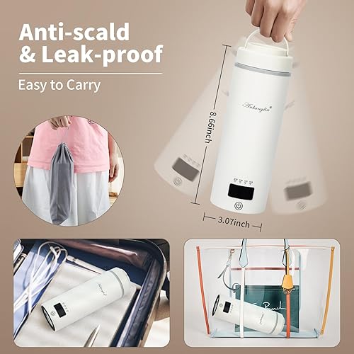 Miniatura 6 de Hervidor de té eléctrico de viaje, 16.9 fl oz, pequeña caldera de agua eléctrica con 4 ajustes de temperatura, apagado automático y protección para