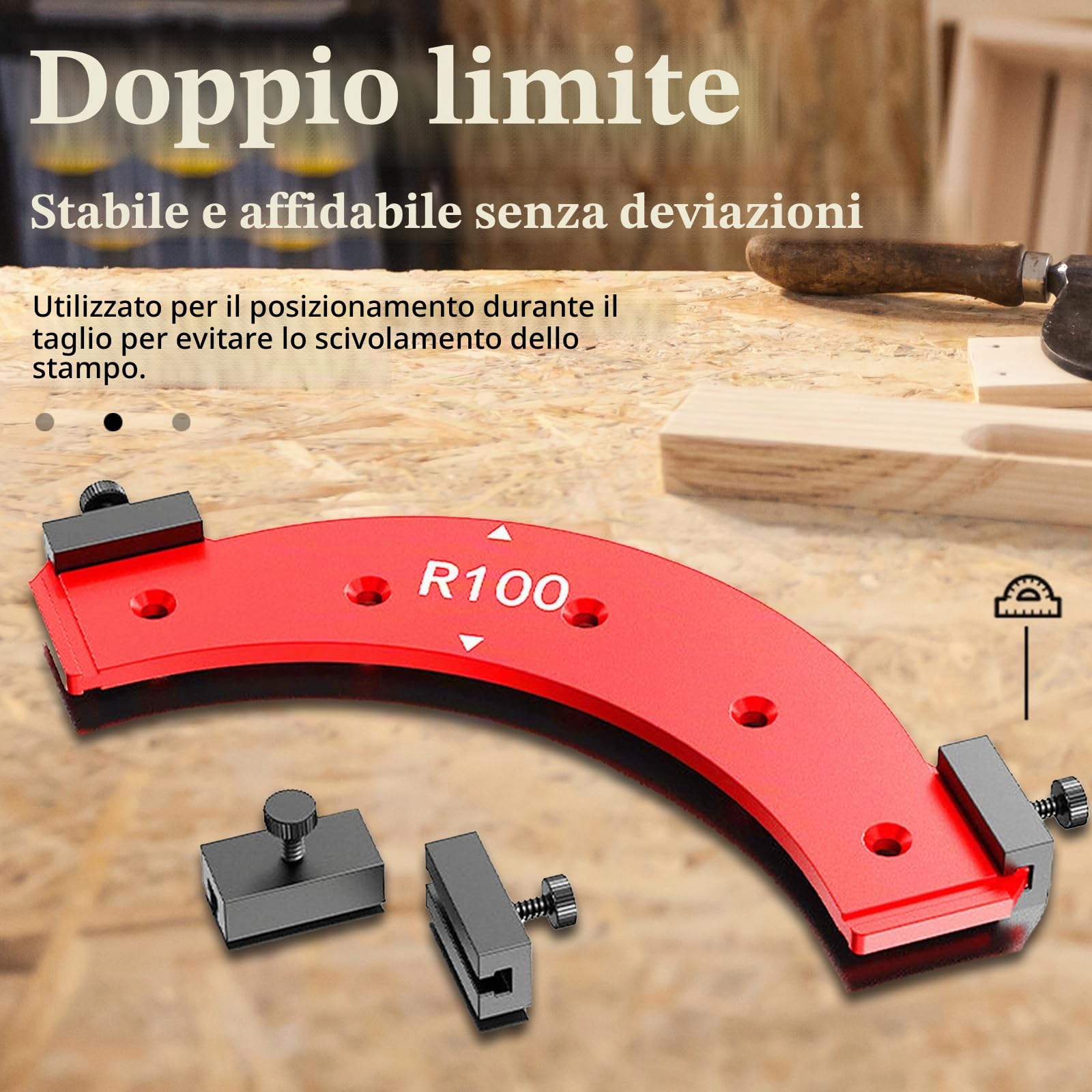 4 Pezzi Raggio Jig Router Templates, Raggio Jig Router Templates, Ausiliario Per Taglio Ad Arco Per Tavola Di Legno In Lega Di Alluminio, Strumento Di Posizionamento Del Bordo Dell'arco