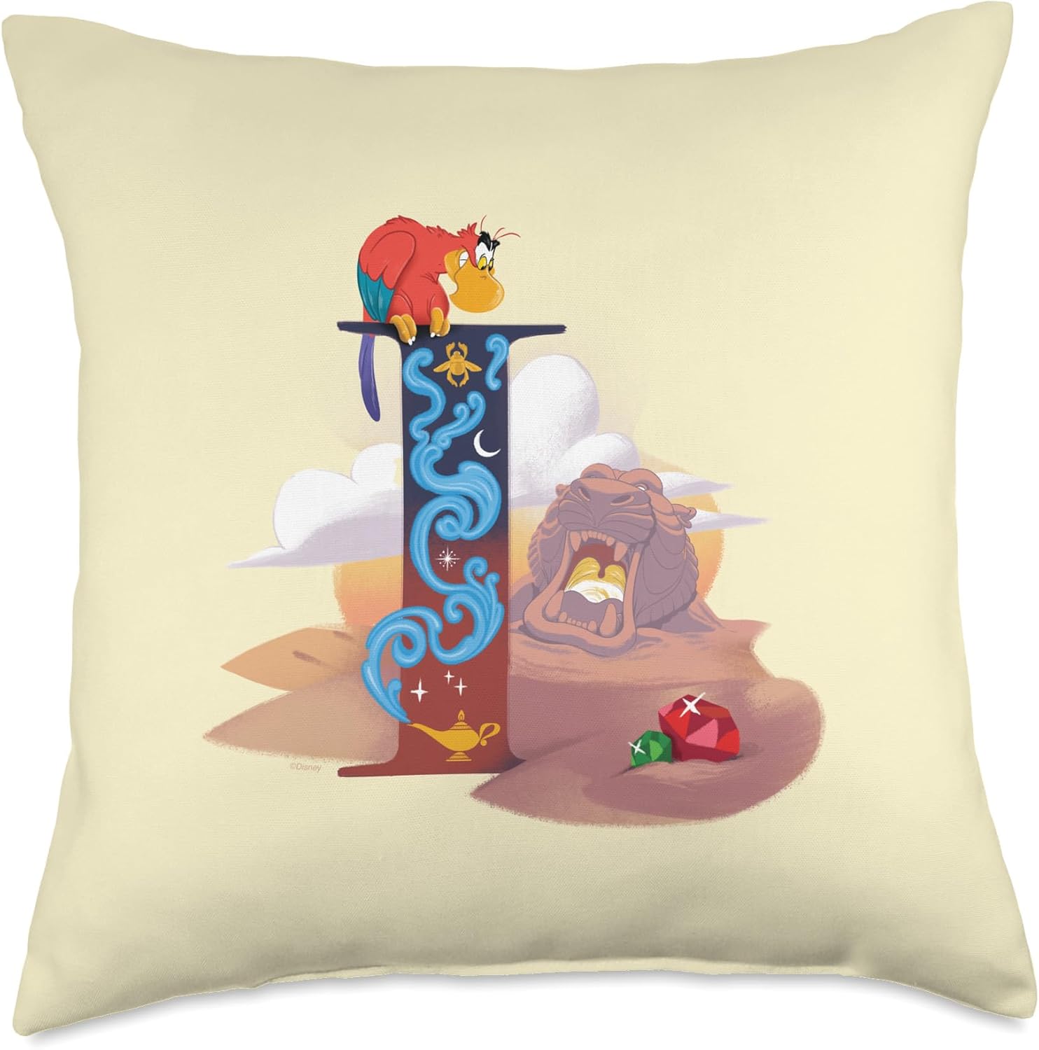 Disney Villains Alphabet Monogram Aladdin Letter I for Iago Throw Pillow