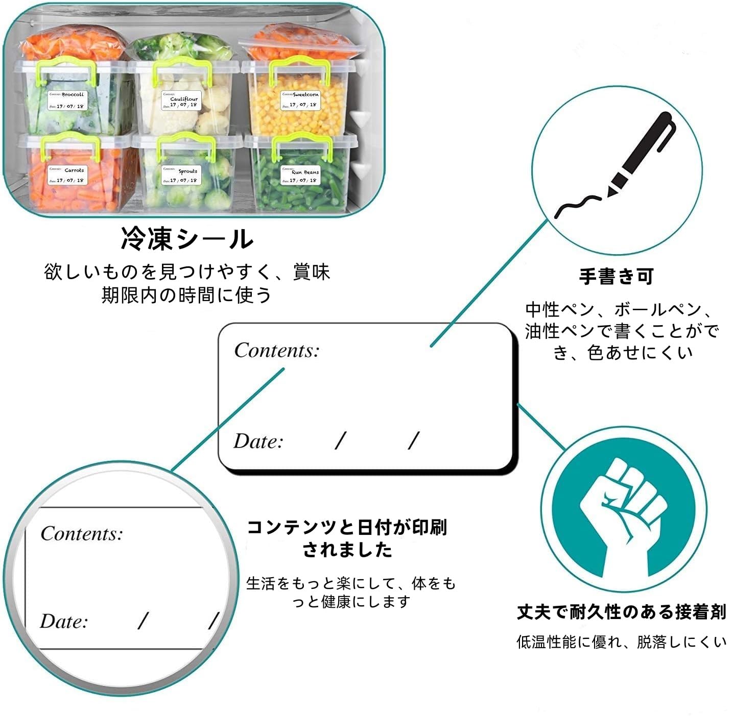 シール　セット販売　冷凍庫　② Amazon | Hybsk 100枚 冷凍シール 冷凍倉庫ラベル 消費期限 賞味期限
