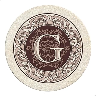 Thirstystone Monogram Coasters, All Natural Stone with Non-Slip Cork Bac...