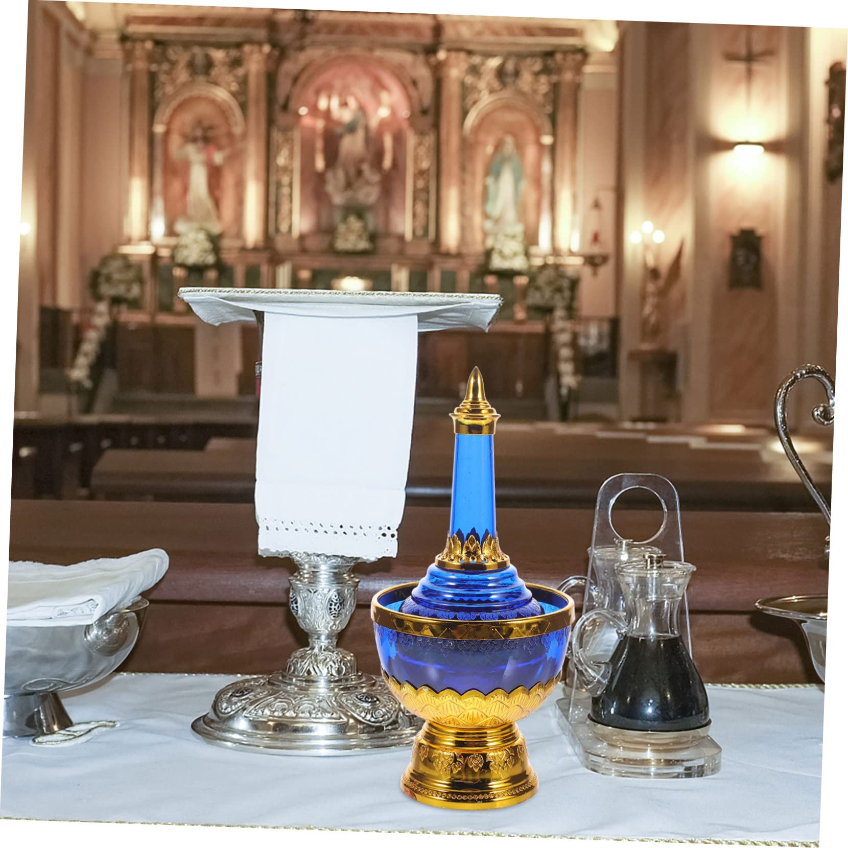 Garneck 1 Set Holy Water Cup Dripping Bottle Holy Water Offering Cup Buddha Offering Bowl Delicate Buddhism Cup Tabletop Wine Cup Home Goods Decor Tabletop Holy Cup Holy Mug Plastic Blue