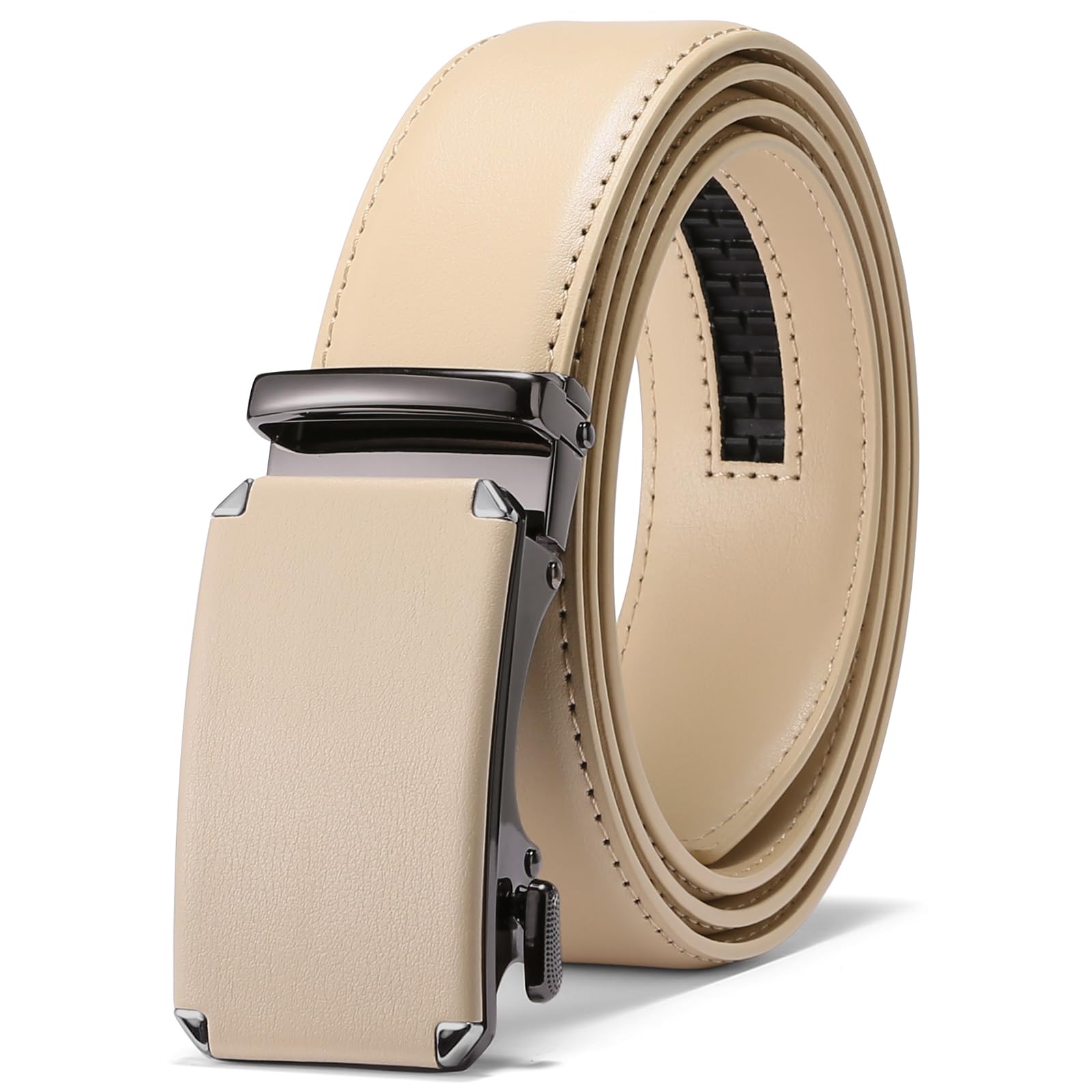 GAEKEAO Ratchet Belts for Men Dress Casual 1 3 12 Adjustable Genuine Leather Slide Buckle Designer Belt with