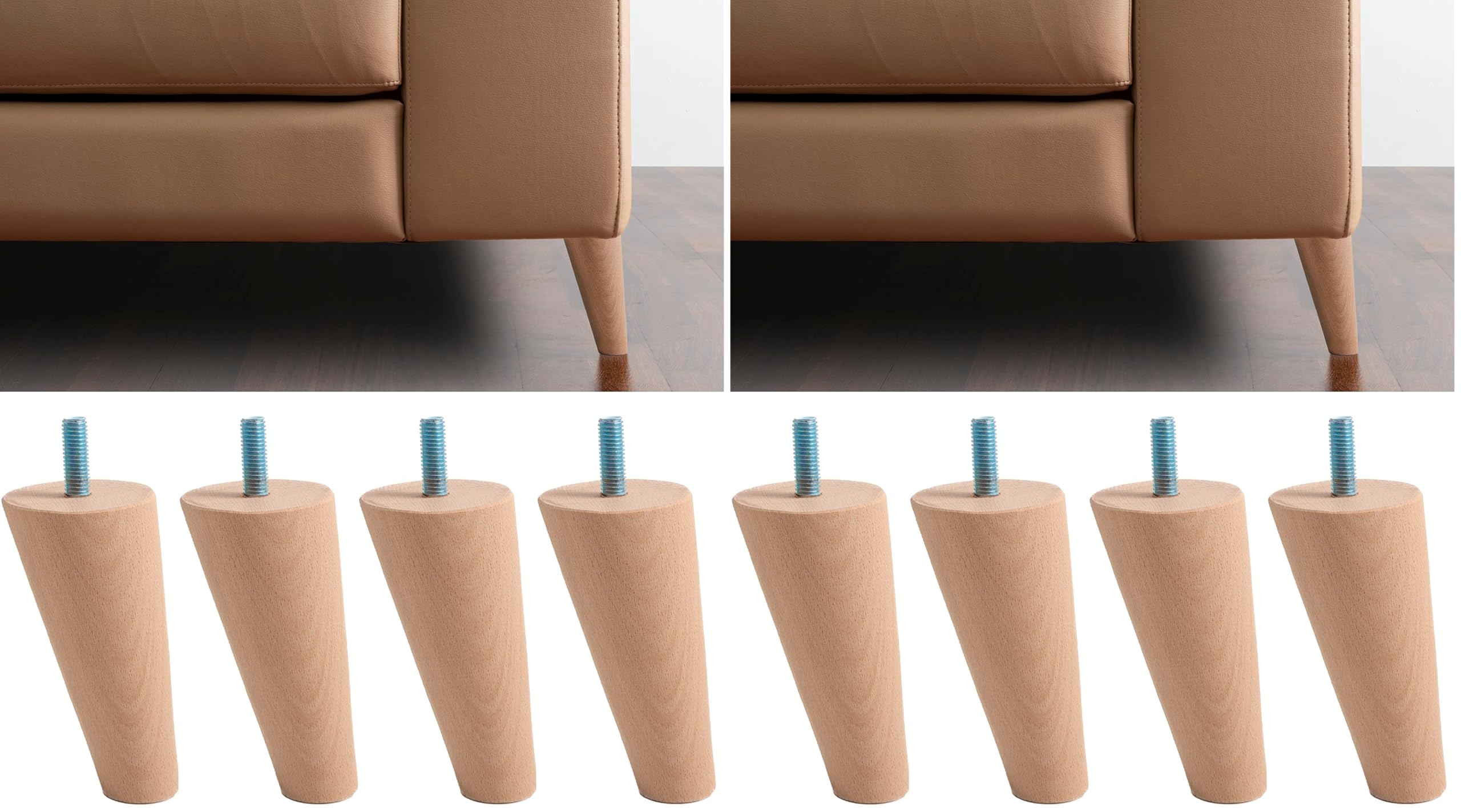 Pieds de meuble bois inclinés M8 IPEA haut de gamme fabrication italienne