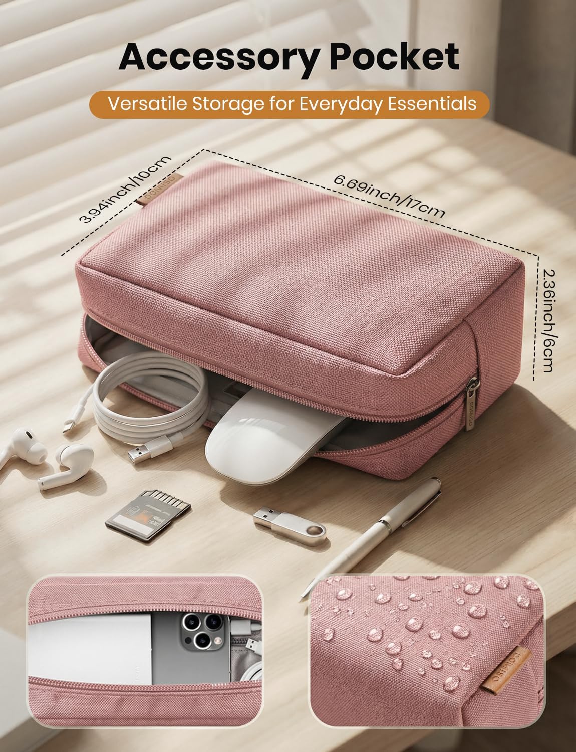 DOMISO 17.3 inch Laptop Sleeve Case Water Resistant Shockproof Protective Computer Bag for 17.3" Notebook/IdeaPad/LG Gram/HP Pavilion Envy 17/MSI with Accesory Bag,Pink