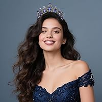 Vista 128 de Kamirola - Corona de reina y tiaras corona de princesa para mujeres y niñas, diademas de cristal para novia, princesa para bodas y fiestas (01)