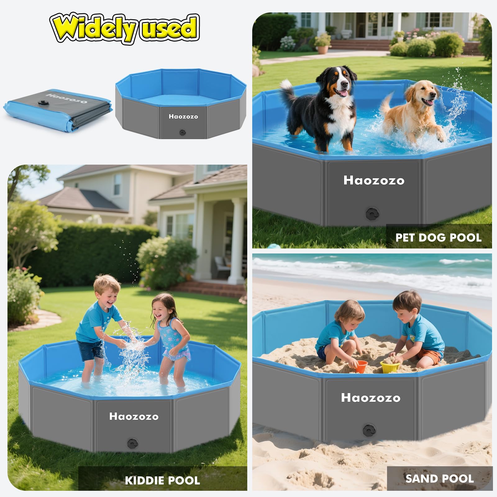 Faltbarer Hundepool 120x30 cm, Robustes Hundepool für große Hunde aus Dauerhaft PVC, Hundebadewanne mit Rutschfester Basis – Ideal Planschbecken Aller Rassen im Garten oder Strand