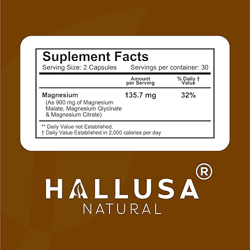 Miniatura 3 de HALL3 Magnesio x 60 Cápsulas  Complejo Triple Magnesio Citrato, Glicinato y Malato  Suplemento dietético para el músculo  Función nerviosa  Calma y