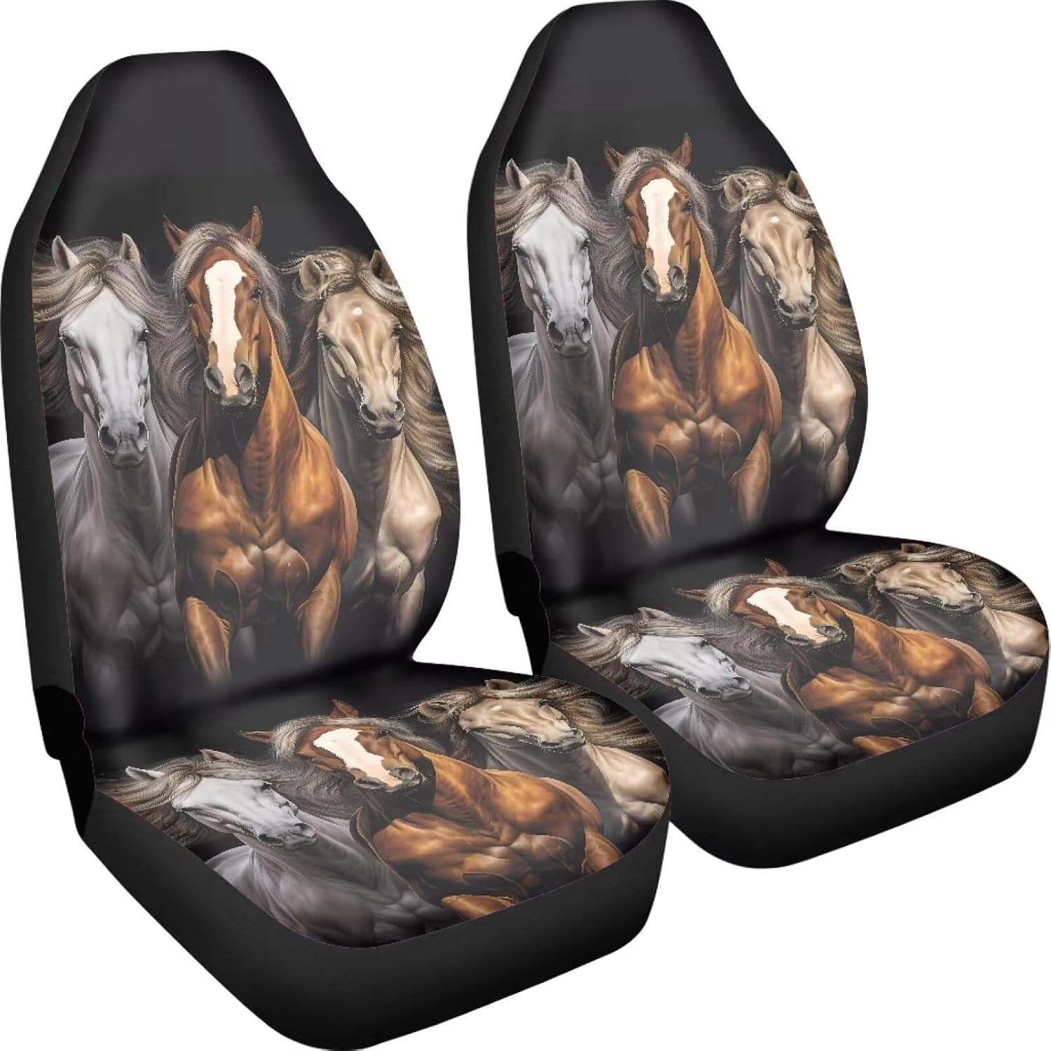 Auto Newer Breathable Car 2 Seat Cover Handsome Horse Fit Most Cars, Trucks, and SUV