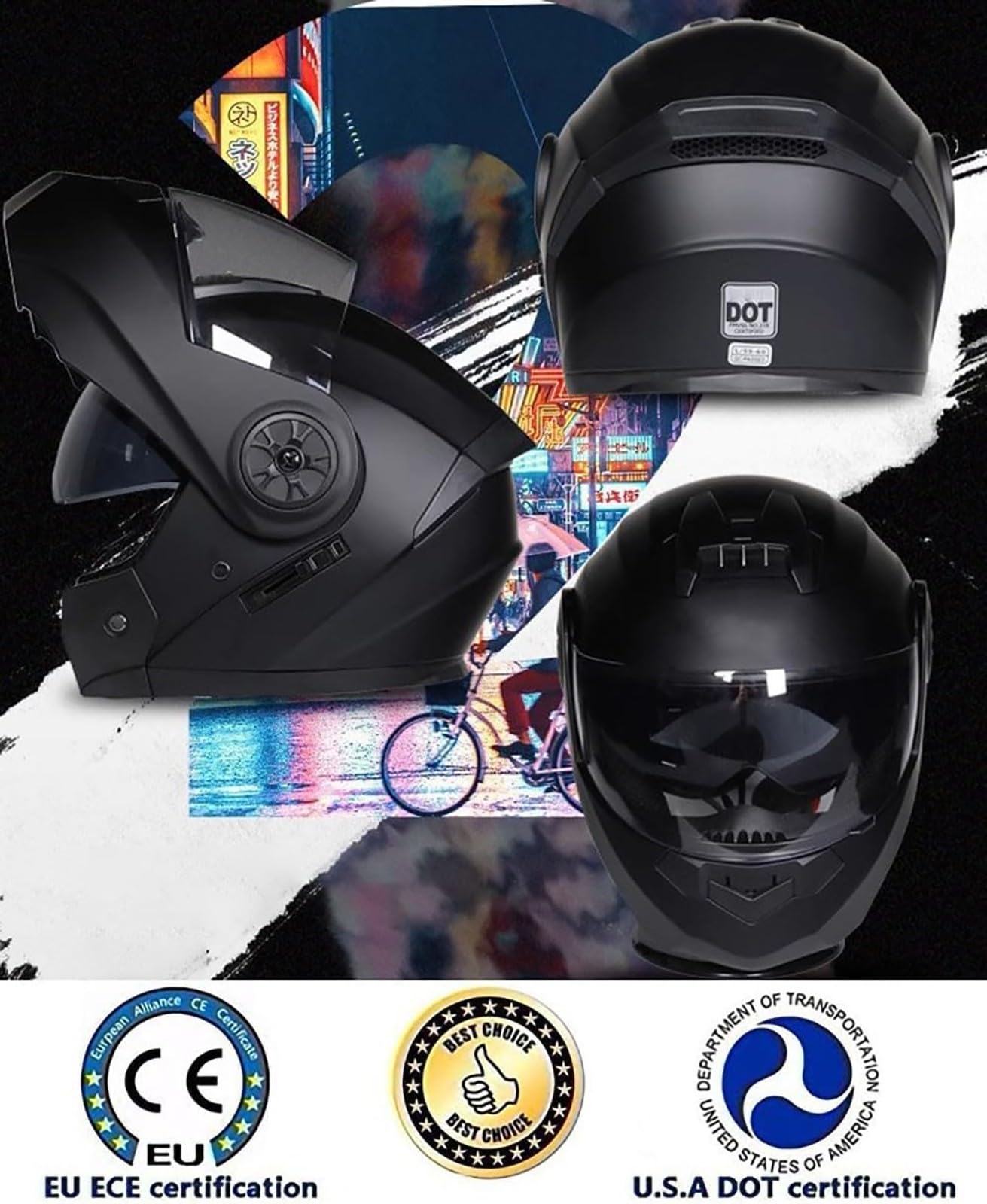 Motorhelm Systeemhelm met Bluetooth Modulair dubbel