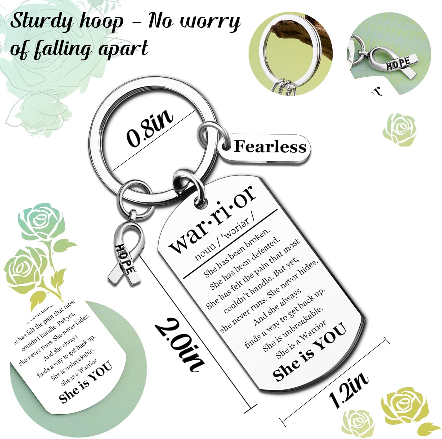 Breast Cancer Survivor Gifts for Women Warrior Keychain Breast Cancer Awareness Accessories - Image 2