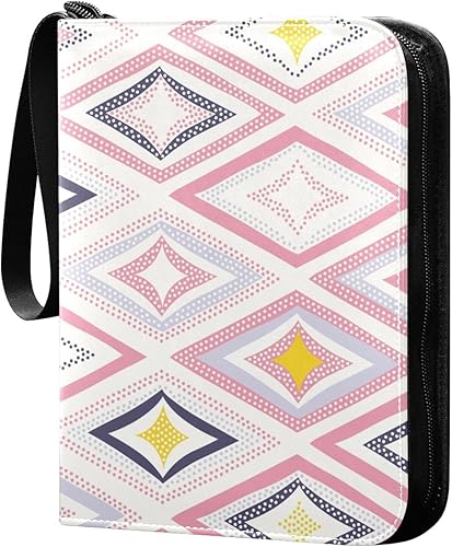 Miniatura 2 de 4 Pockets Trading Card Album Holder Book Folder Sports Card Binder Doodle Rhombus 400 Double Side Pockets for 3 Ring Binder Zipper