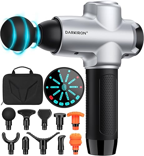 Pistola de masaje de percusión muscular de tejido profundo, masajeador eléctrico de espalda con 15 cabezales de masaje adecuados para cualquier