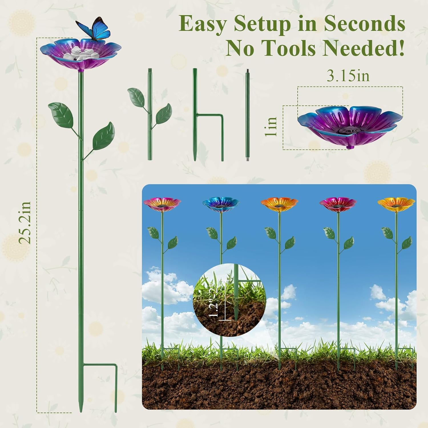 MYMULIKE Bee Watering Station, 6 Pcak Butterfly Bee Bath Bowl for Garden, Decorative Water Feeder to Attract Pollinators, Bee Feeders for Outside
