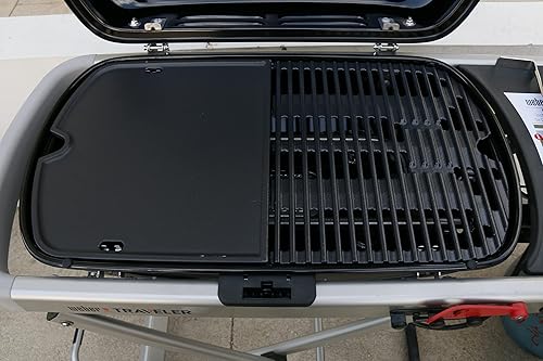 Miniatura 2 de Uniflasy Plancha de hierro fundido y bandeja de captura para parrilla de gas portátil Weber Traveler, se adapta a la parrilla de gas portátil Weber