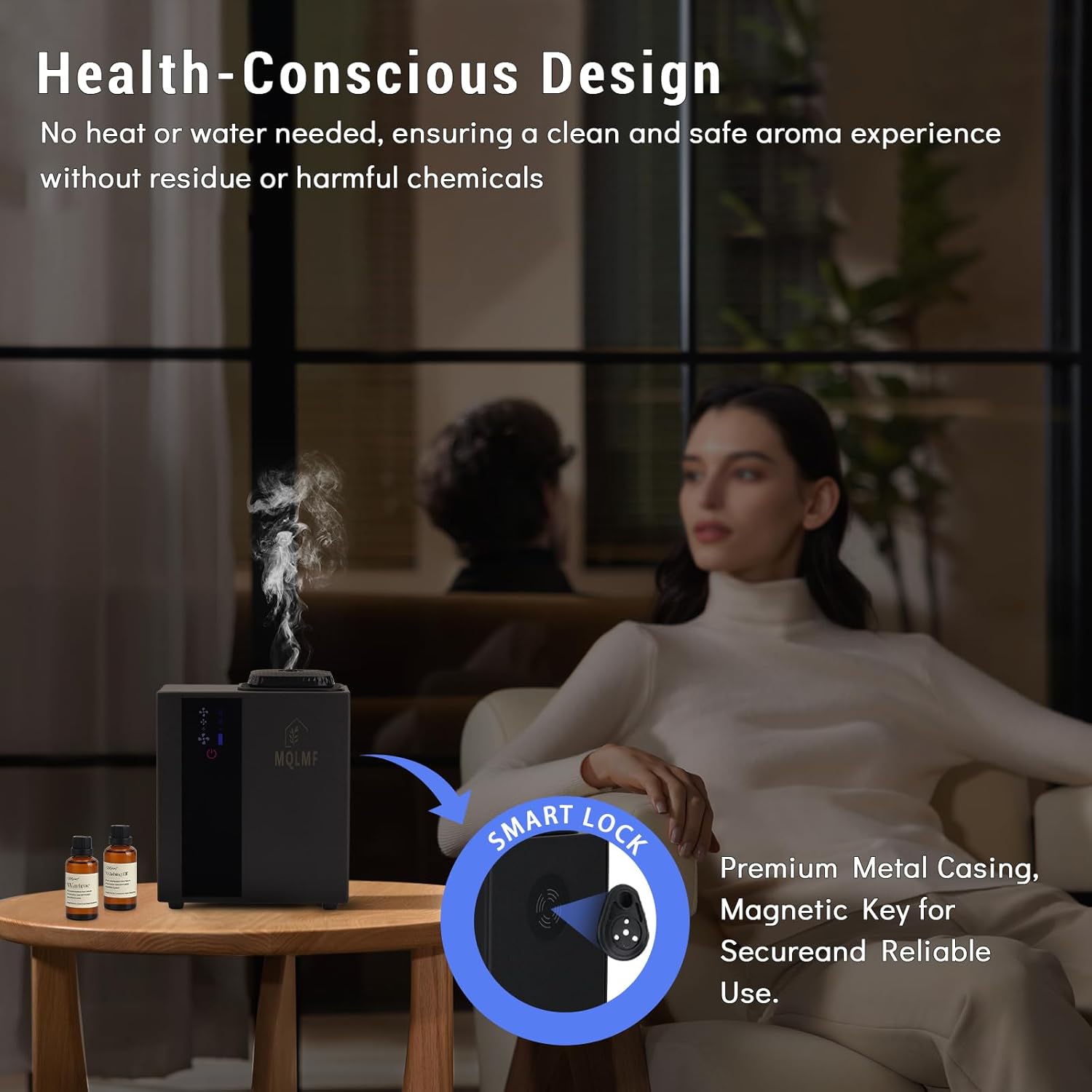 HVAC Diffuser Scent System Whole House - 4500 Sq Ft,Metal,Ultra Quiet,Safety Lock,Bluetooth App,Hotel Commercial Collection Diffuser Machine - Black