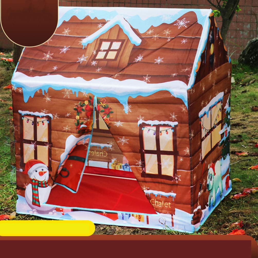 Play Tent Kids Do Playhouse Christmas House Indoor and Outdoor for Children Foldable Pop Up Tent Brown, 104 cm - Image 2