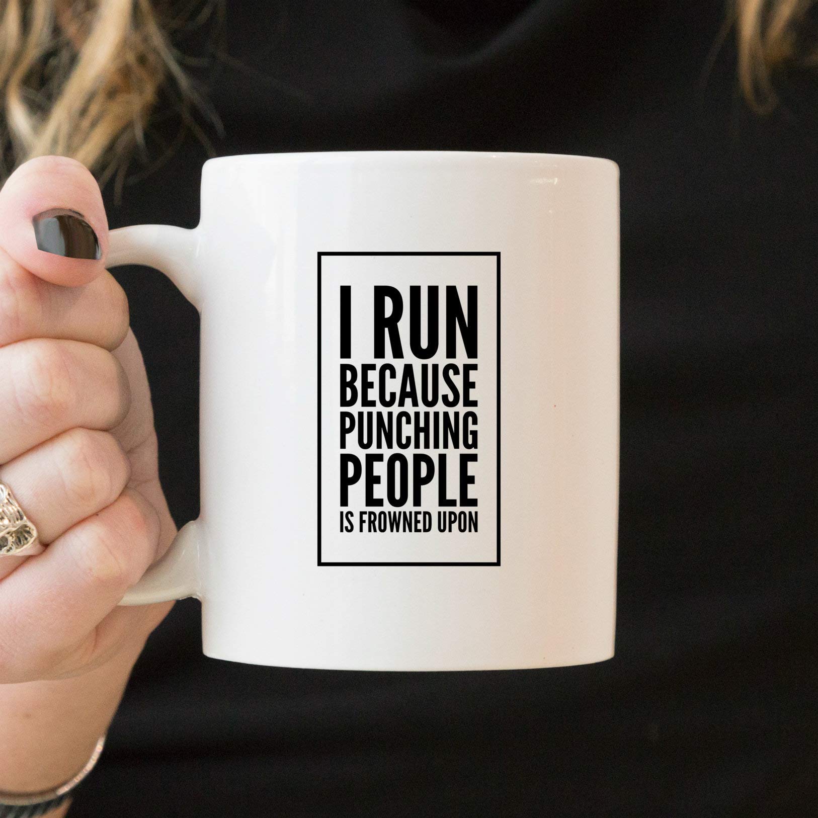 Funny Running Mug Runner Mug Running Mug Runner Gifts I Run Because Punching People is Frowned Upon Mug Mugs with Running Quotes