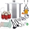Stainless Steel Canning Pot-Canning Supplies Starter kit, Canning Tool Kits Set for Beginners, Water Bath canner with Rack for Canning, Induction Compatible (24L, Silver)