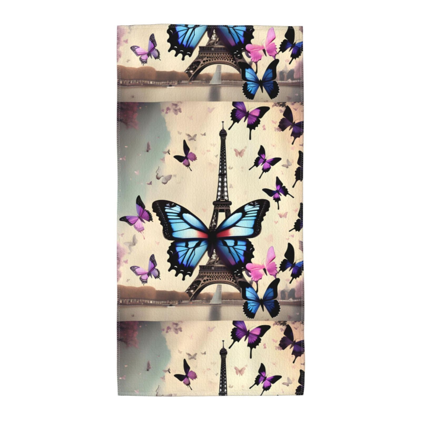 Cbaaghh Romantic Paris Eiffel Print Towel, Towels Thick Face Towels Fast Drying Washcloth For Bath, Spa, Gym