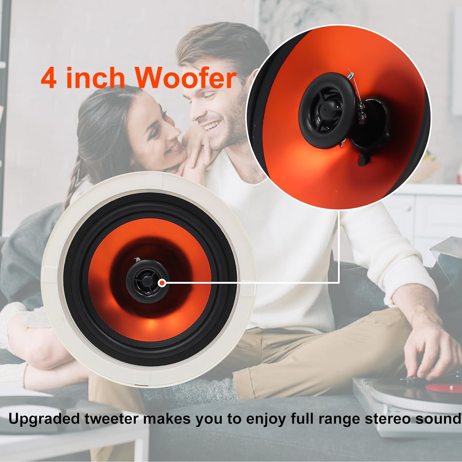 Herdio 4 Inch 480 Watts High Power Ceiling Speakers - Flush Mount, Crisp Sound for Home Theater, Living Room, Office, Kitchen & Covered Patio(2 Paris - Image 4