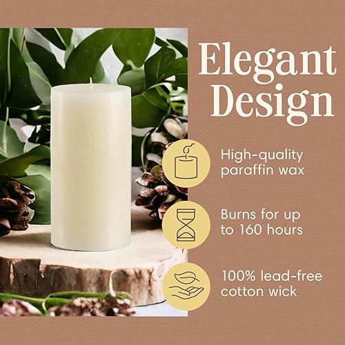 Miniatura 3 de Vela de pilar marfil de lujo de 4 x 8 pulgadas, sin perfume, mechas de algodón, color sólido, hecha a mano, bodas, decoración del hogar,