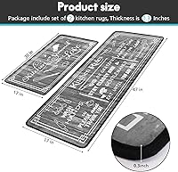 Vista 23 de Alfombras de Cocina Marrón, Alfombras de Microfibra Antideslizantes y Lavables para el Piso de la Cocina, Juego de 2 Piezas de Alfombras Decorativas