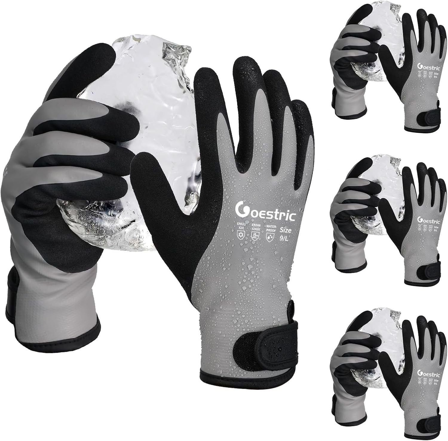 100% Waterproof Winter Work Gloves for Men Women, Freezer Gloves with Grip for Shoveling Snow