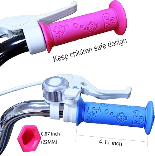Miniatura 3 de Howley Home 4 agarres de manillar de bicicleta para niños, longitud más corta (4.11 pulgadas), para bicicletas de niños y niñas, bicicletas de