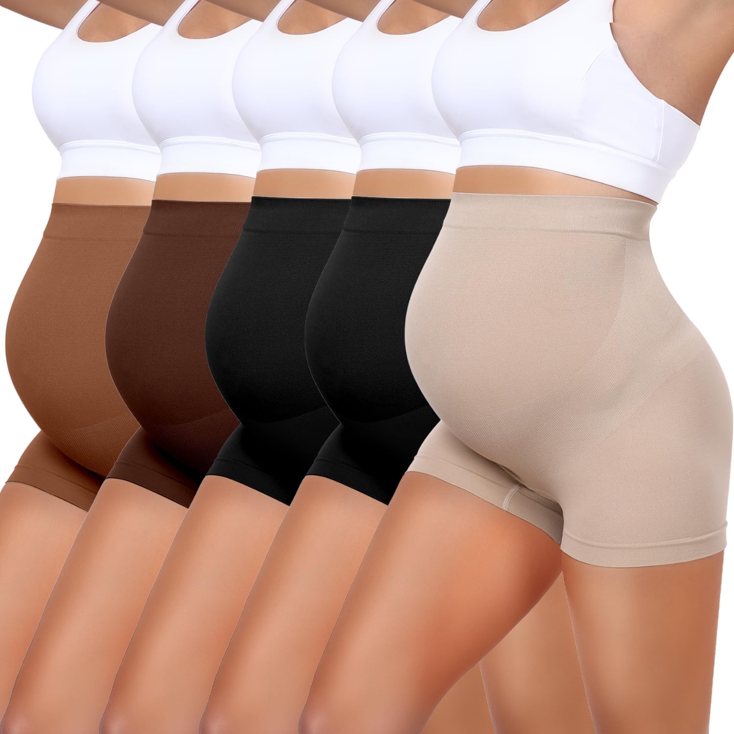 5 Pack Maternity Shapewear Seamless Underwear Over Bump Pregnancy Shorts High Waist Panties Under Dress Belly Support
