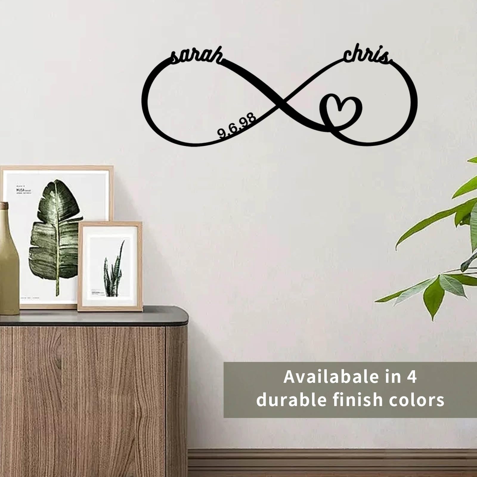 Regali di nozze personalizzati per coppie 2024 - Regalo di anniversario di matrimonio per coppia - Decorazione da parete a forma di cuore con simbolo dell'infinito - Segni in metallo regali di
