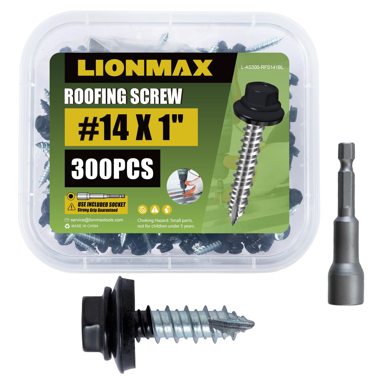 LIONMAX Metal Roofing Screws - 300 Pack -13