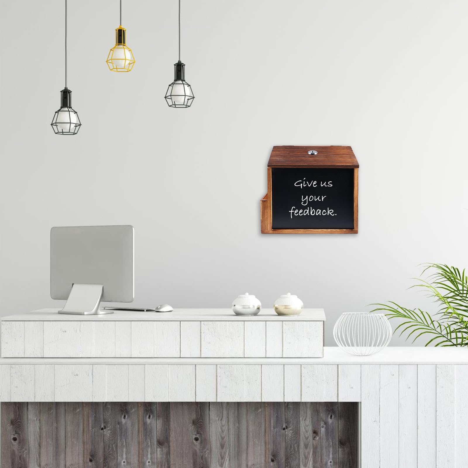 Boîte à propositions en bois, boîte à dons, verrouillable, boîte aux lettres pour montage mural en bois de pin, urne de vote, avec serrure, pour l'école, le bureau, l'hôpital