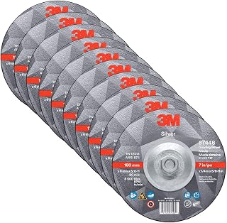 Cubitron II Silver Grinding Wheel, Depressed Center – Quick Change for Right Angle Grinders – 7” diam. x 1/4” Thick x 5/8-11” Thread – Type 27 – 87448 – Pack of 10