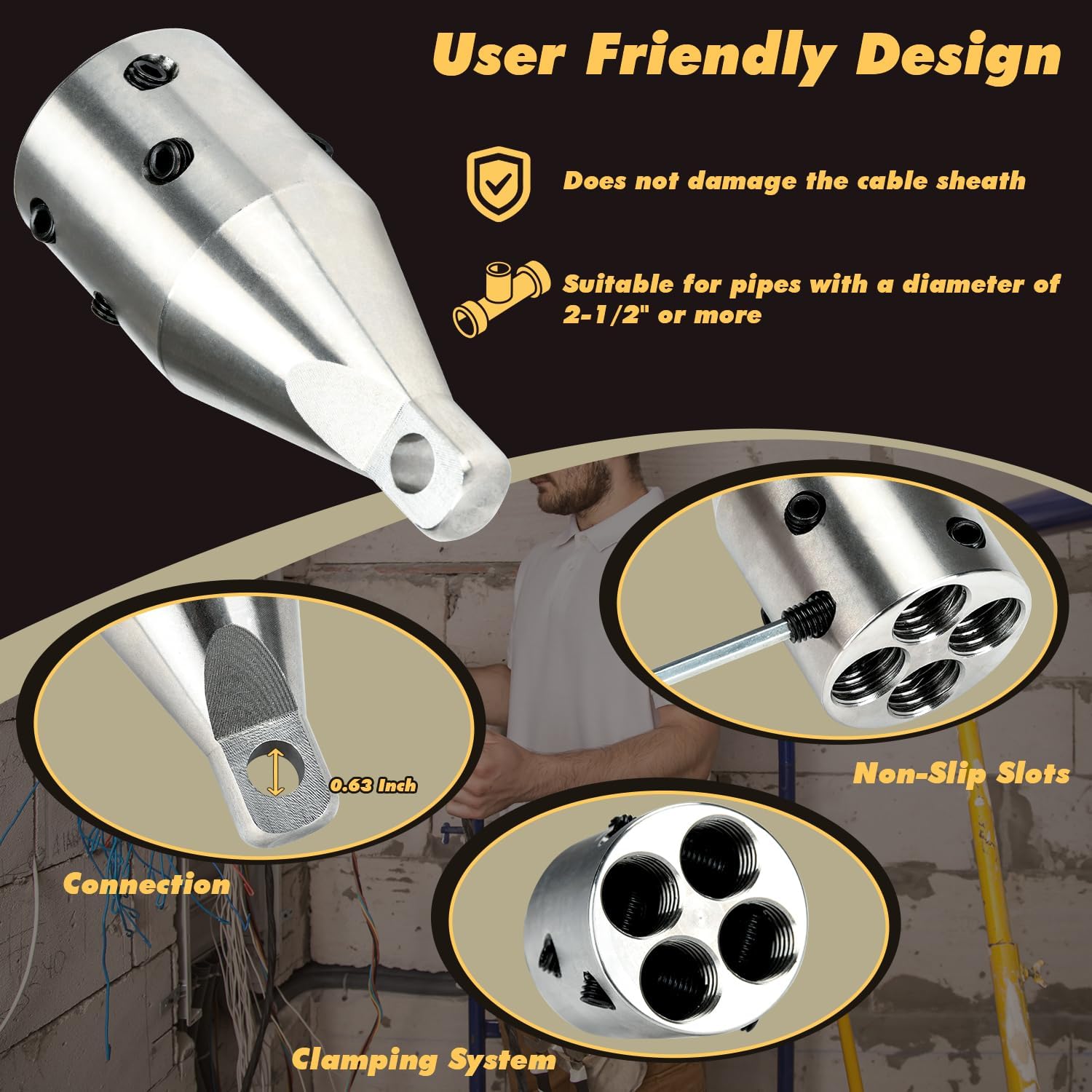 TOPOWN Penguin Puller Sr. Wire Pulling Attachment Suitable for 3/0 to 350 MCM Copper or Aluminum Wires, Heavy Duty Cable Pulling Tool with 4000 lbs Max Pull Strength (69700)