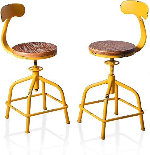 Topower Taburete de cocina de granja, taburete de mostrador industrial, asiento redondo de cocina decorativo, altura estándar, taburetes de bar