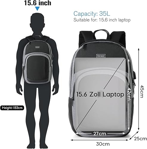 Miniatura 4 de Mochila para laptop de viaje, mochila escolar para mayores de 3 años, Negro Gris, Classic