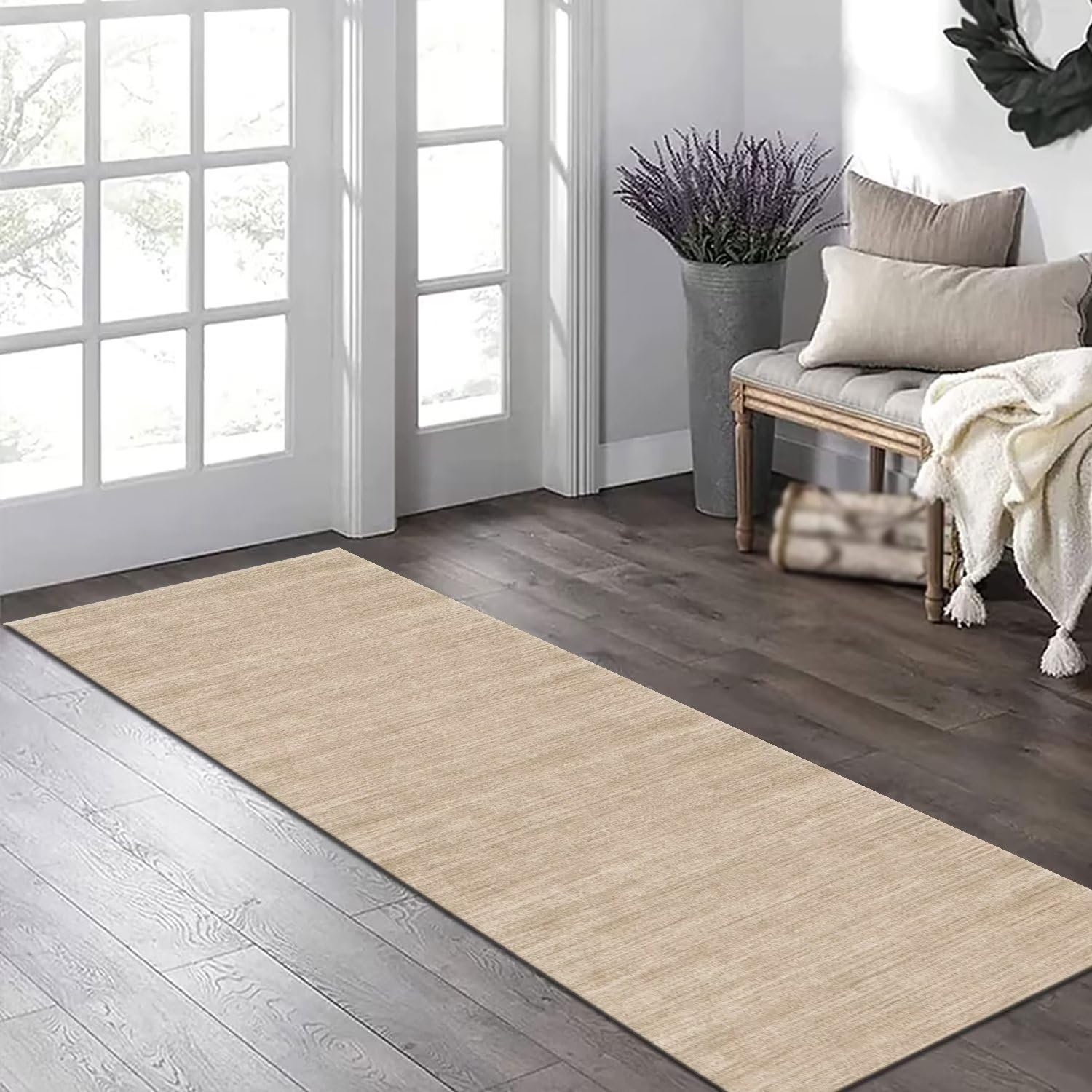Dywan kuchenny, długi dywan do przedpokoju, antypoślizgowy dywan, chodnik kuchenny, 80 x 300 cm, brązowy, abstrakcyjny dywan na korytarz, można prać, sprzedawany na metry, chodnik do przedpokoju,